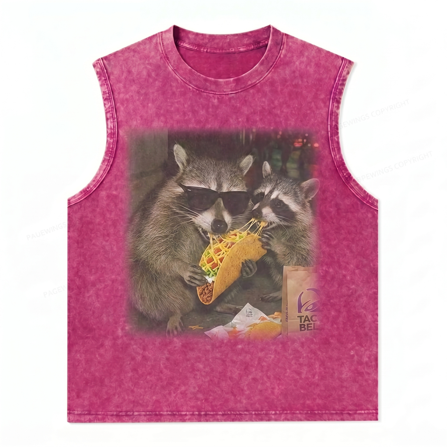 ChaoticClub Raccoon Eating Taco Wash Tanktop