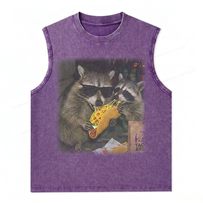 ChaoticClub Raccoon Eating Taco Wash Tanktop