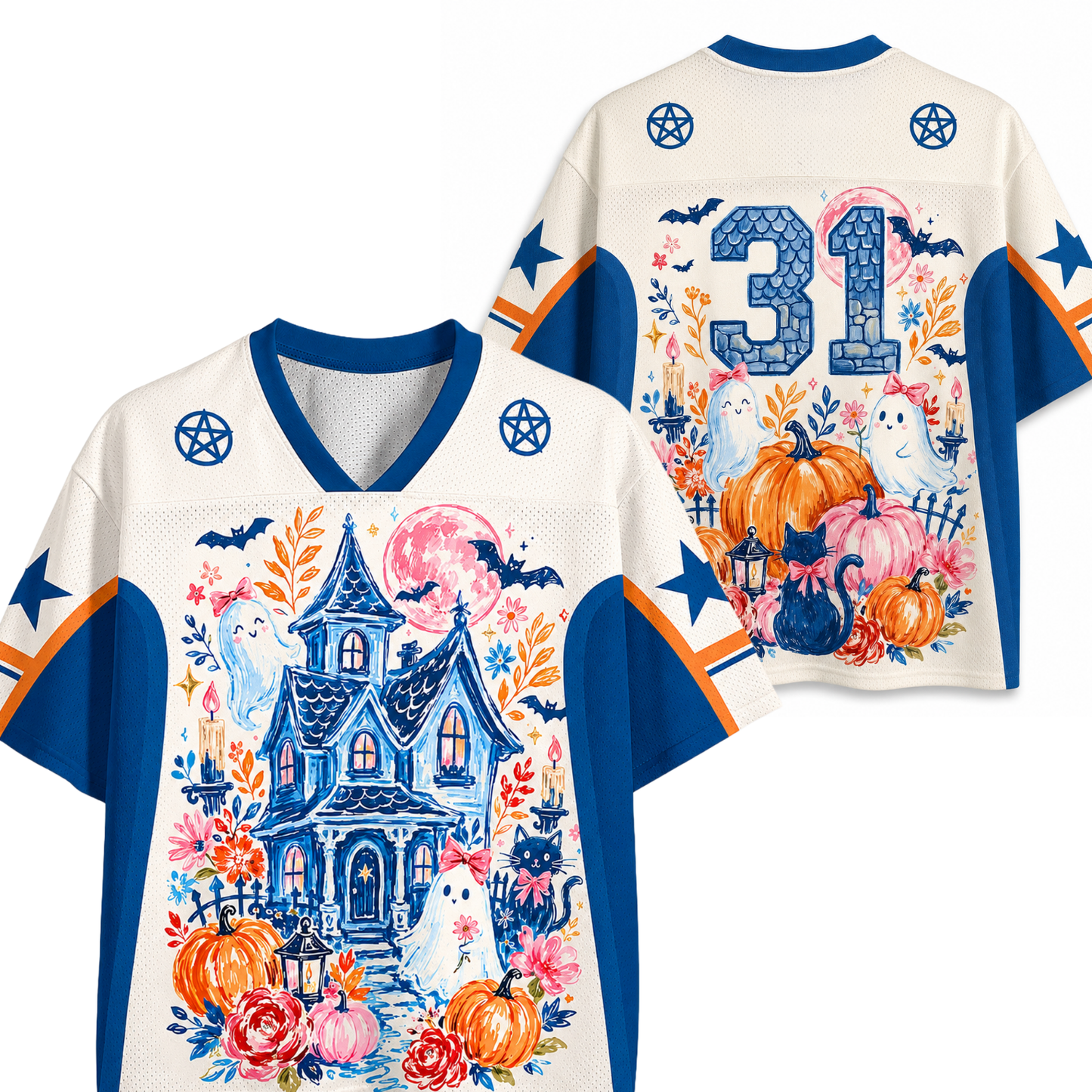 ChaoticClub Brushstroke Halloween Haunted House Mesh Jersey