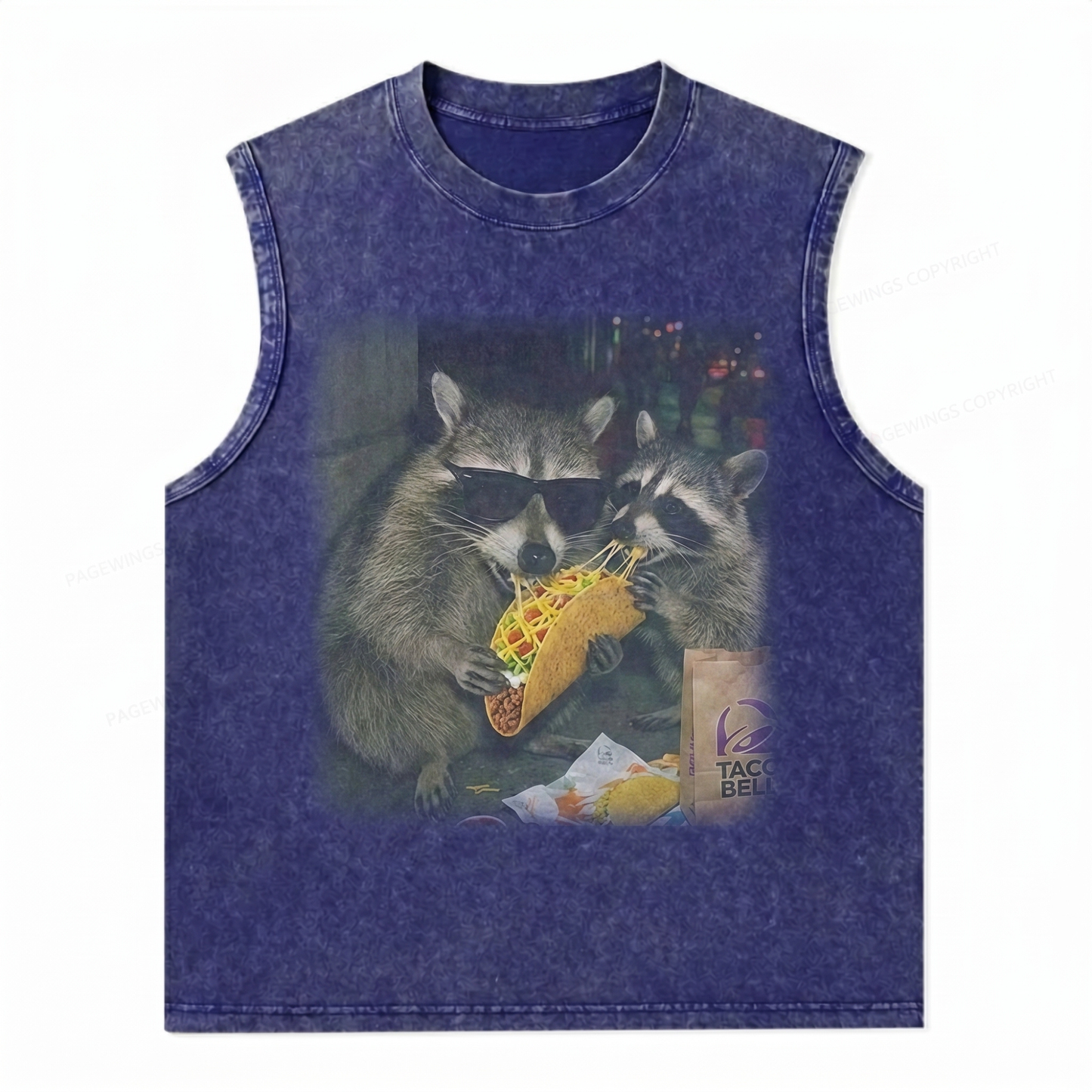 ChaoticClub Raccoon Eating Taco Wash Tanktop