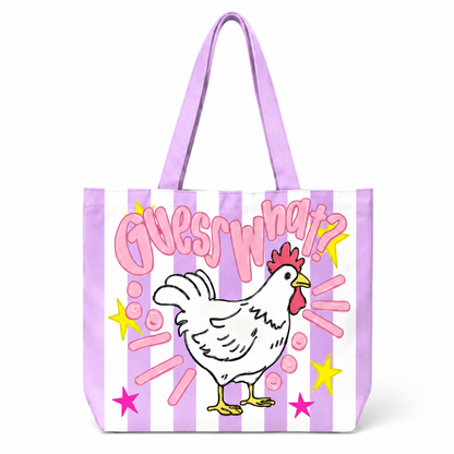 Striped Guess What Chicken Butt Tote Bag