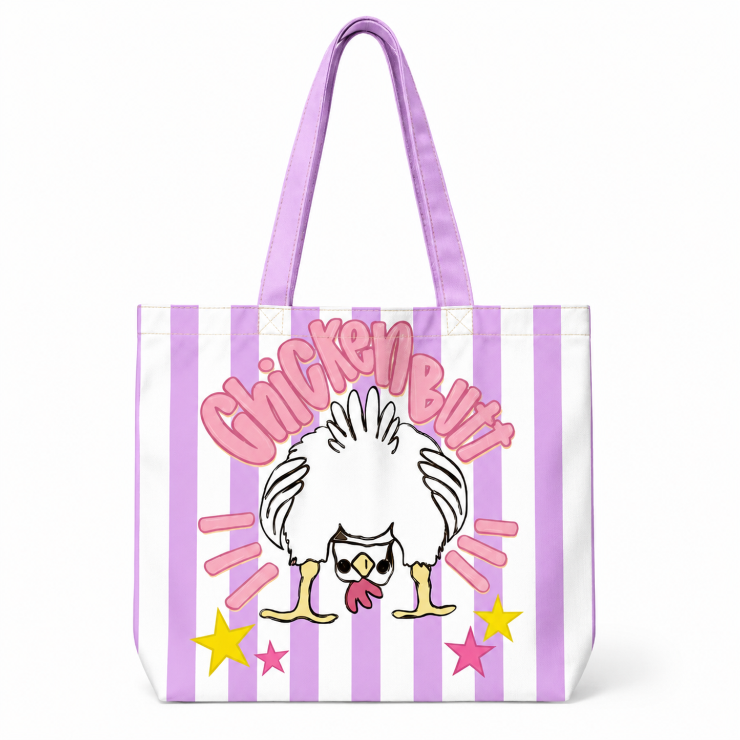 Striped Guess What Chicken Butt Tote Bag