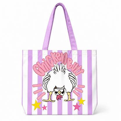 Striped Guess What Chicken Butt Tote Bag