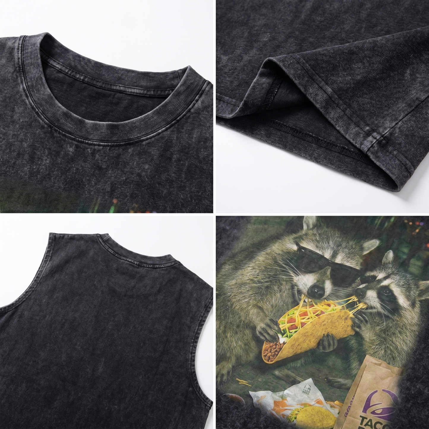 ChaoticClub Raccoon Eating Taco Wash Tanktop