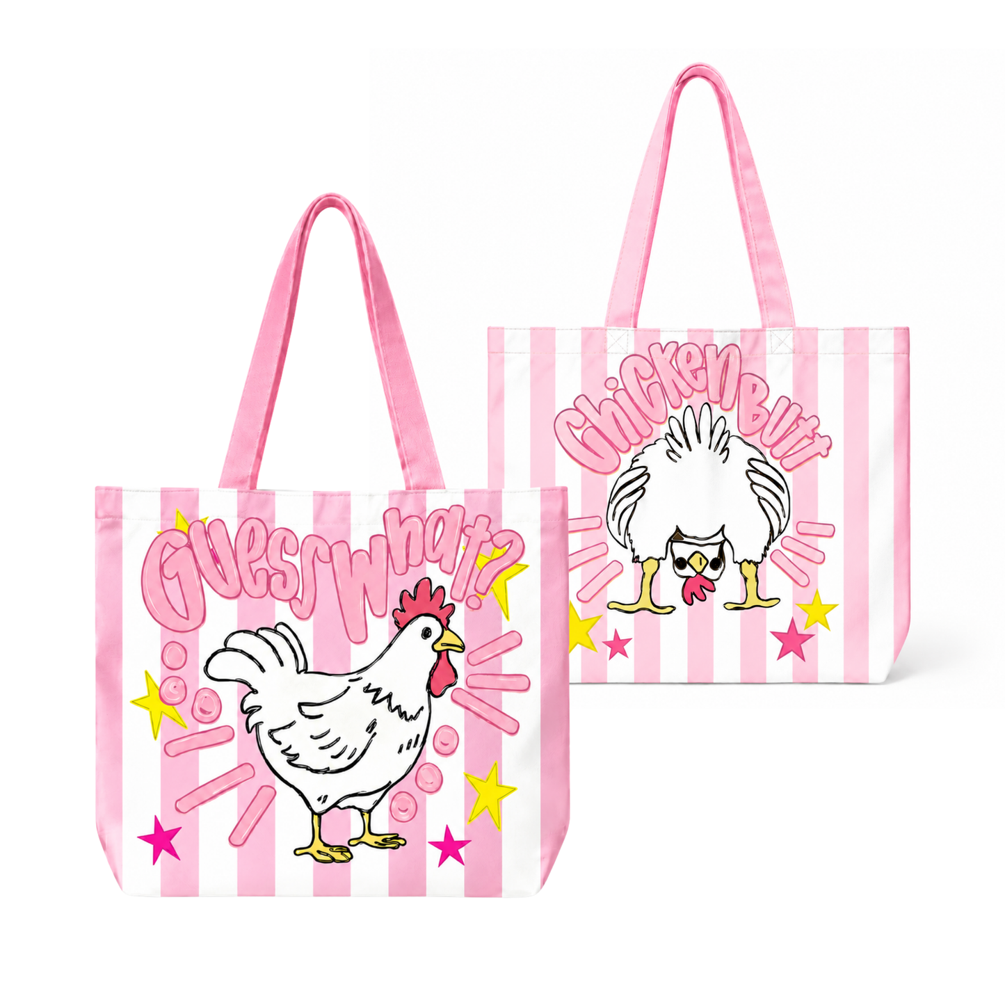 Striped Guess What Chicken Butt Tote Bag