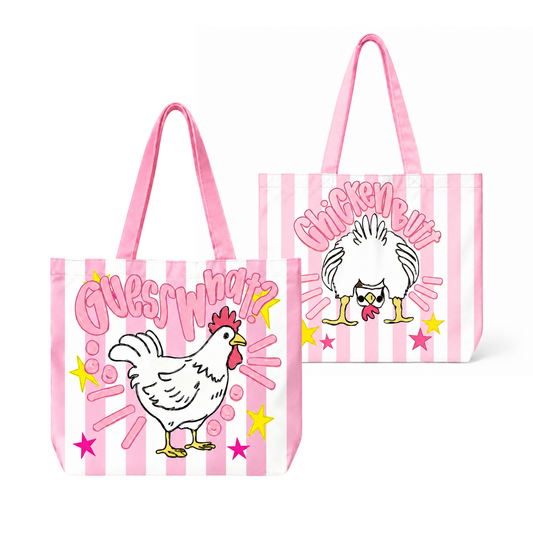 Striped Guess What Chicken Butt Tote Bag