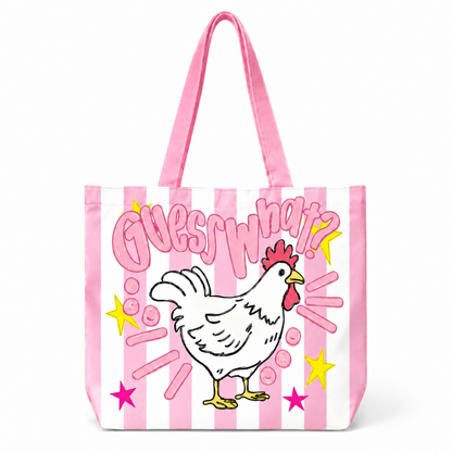 Striped Guess What Chicken Butt Tote Bag