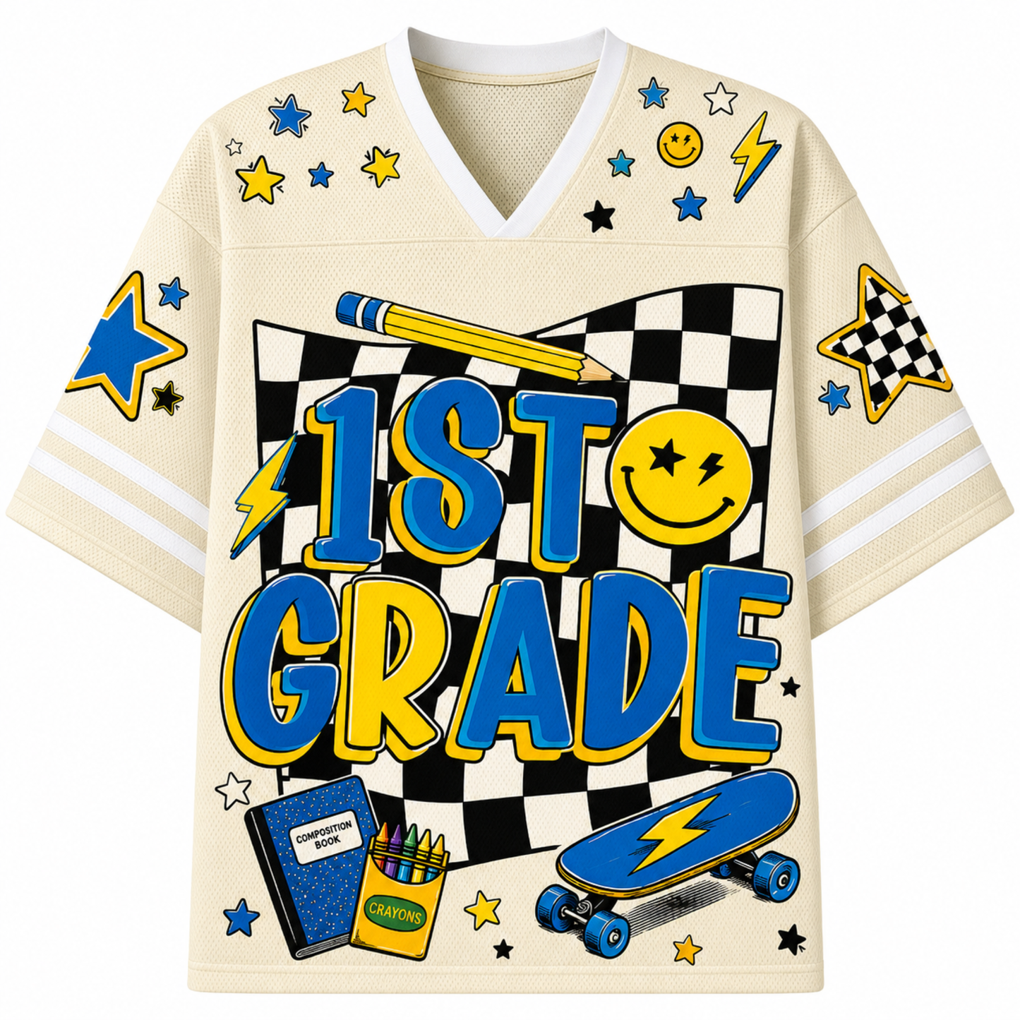 ChaoticClub Cool Skateboard Lightning Smiley Mesh Jersey