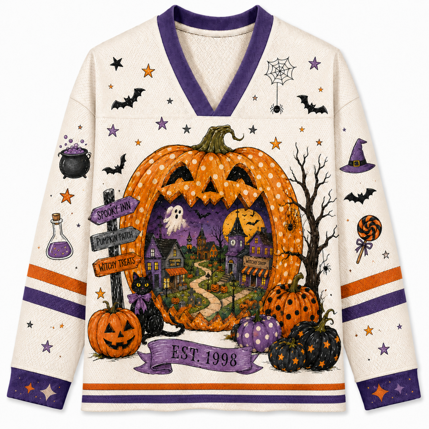 Chaotic Club Purple Halloweentown Trendy Fall Long Sleeve Jersey