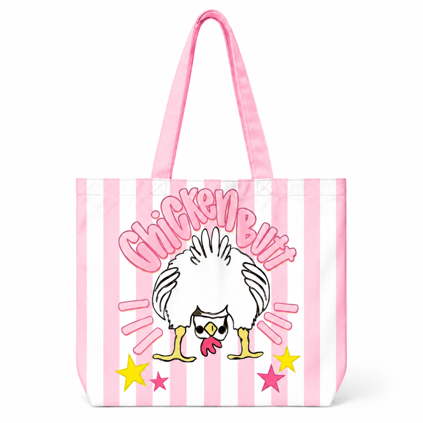 Striped Guess What Chicken Butt Tote Bag