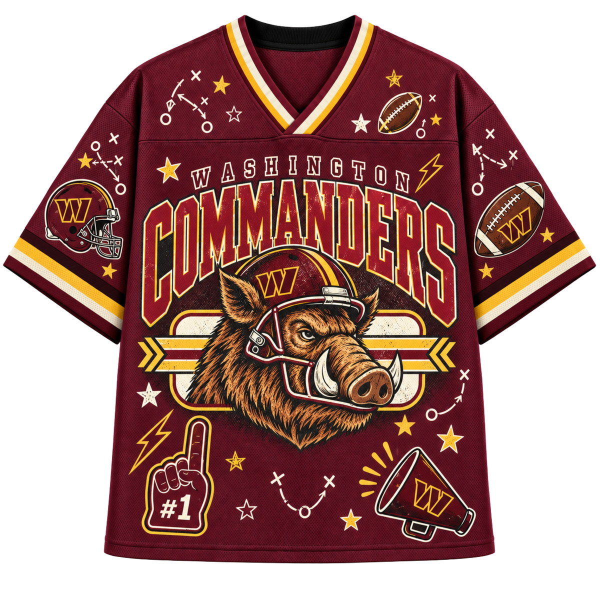 Chaotic Club Mascot Football Doodles Game Day Mesh Jersey