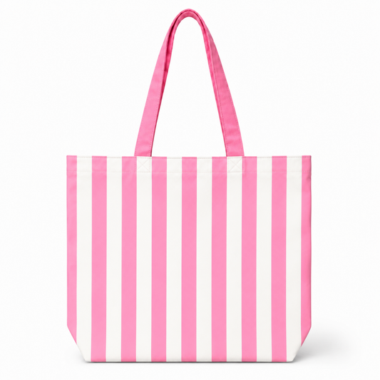 Preppy Striped Summer Fish Tote Bag