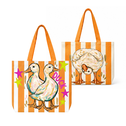 Striped Duck Duck Goose Tote Bag