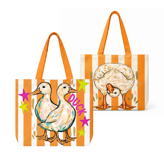 Striped Duck Duck Goose Tote Bag
