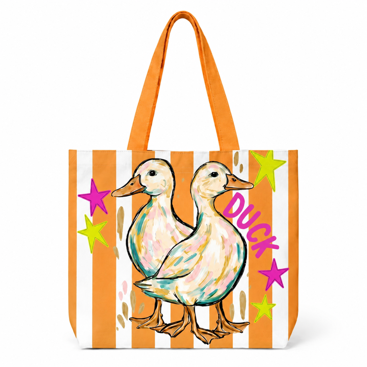Striped Duck Duck Goose Tote Bag