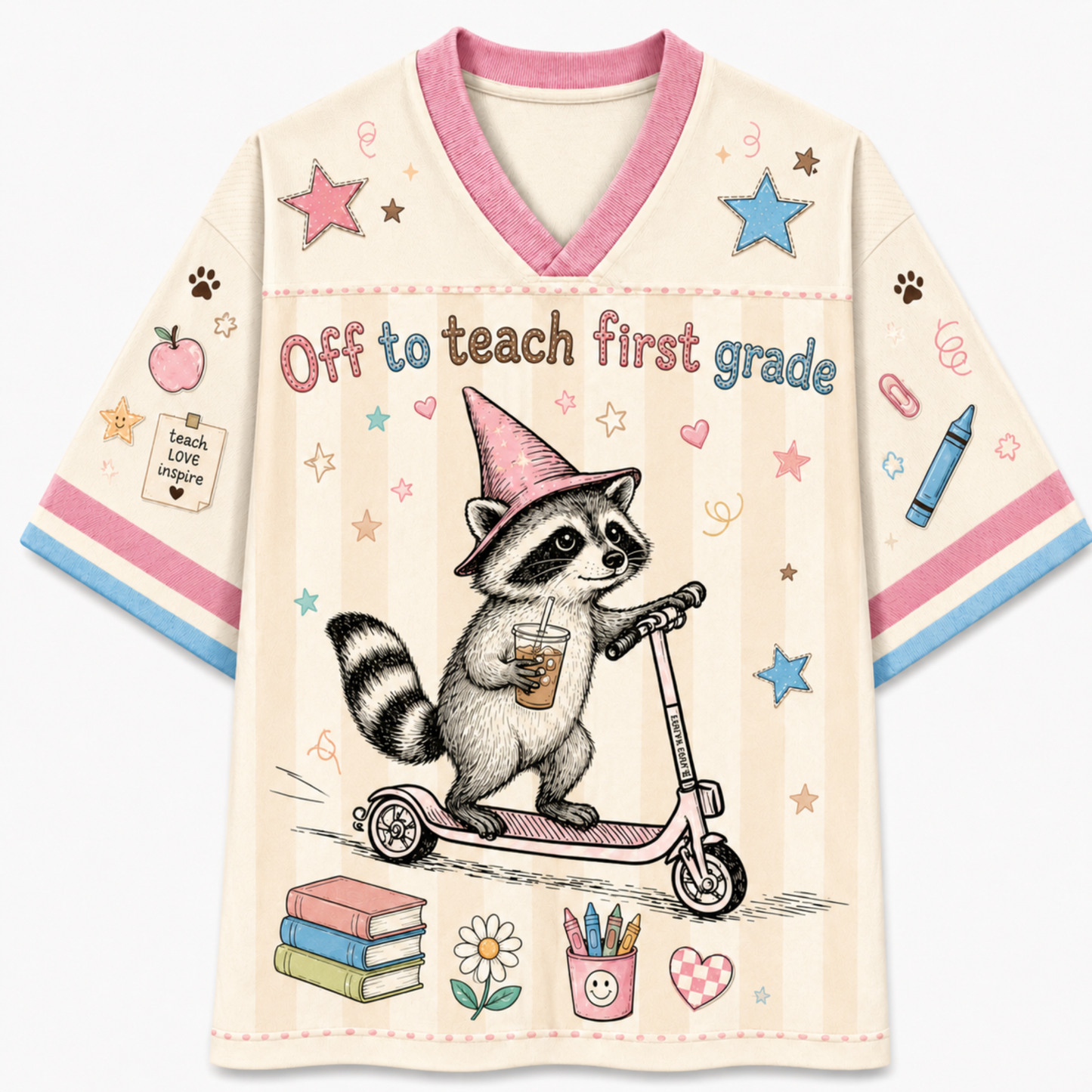 ChaoticClub Off To Teach Back to School Racoon Mesh Jersey