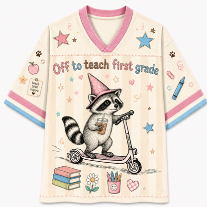ChaoticClub Off To Teach Back to School Racoon Mesh Jersey