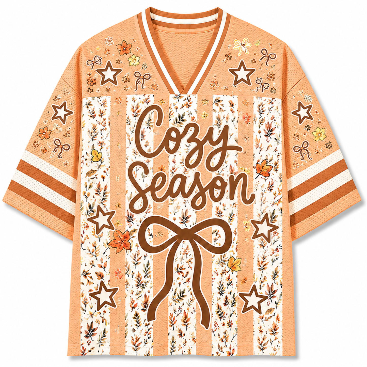 Chaotic Club Striped Fall Autumn Fall Leaves Thanksgiving Mesh Jersey