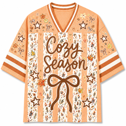 Chaotic Club Striped Fall Autumn Fall Leaves Thanksgiving Mesh Jersey