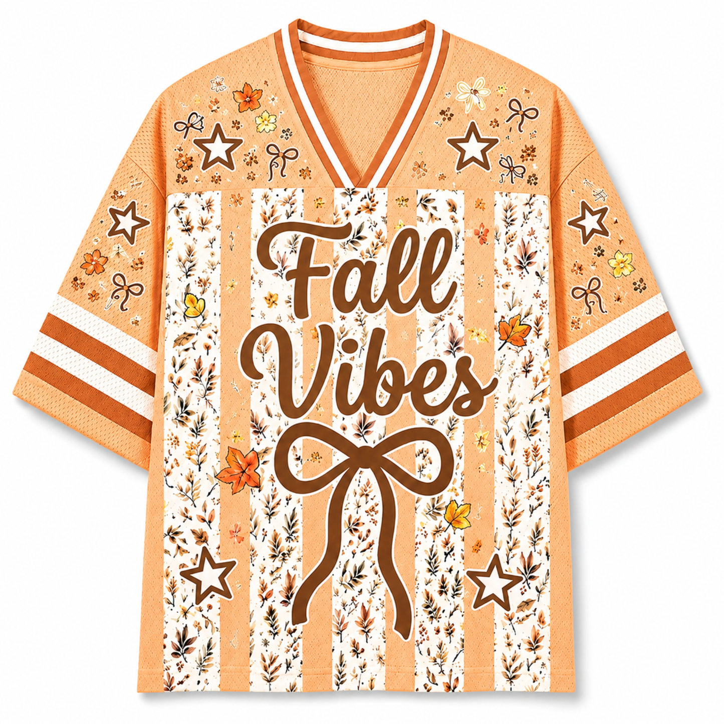 Chaotic Club Striped Fall Autumn Fall Leaves Thanksgiving Mesh Jersey