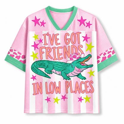 ChaoticClub Striped Gator I’ve Got Friends In Low Places Mesh Jersey - Lifestyle On Model