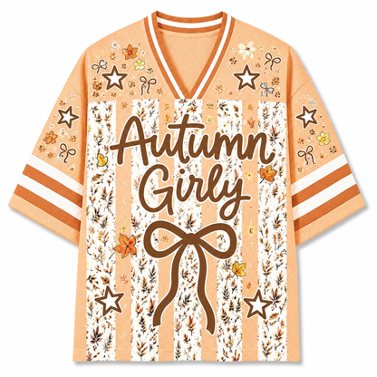 Chaotic Club Striped Fall Autumn Fall Leaves Thanksgiving Mesh Jersey