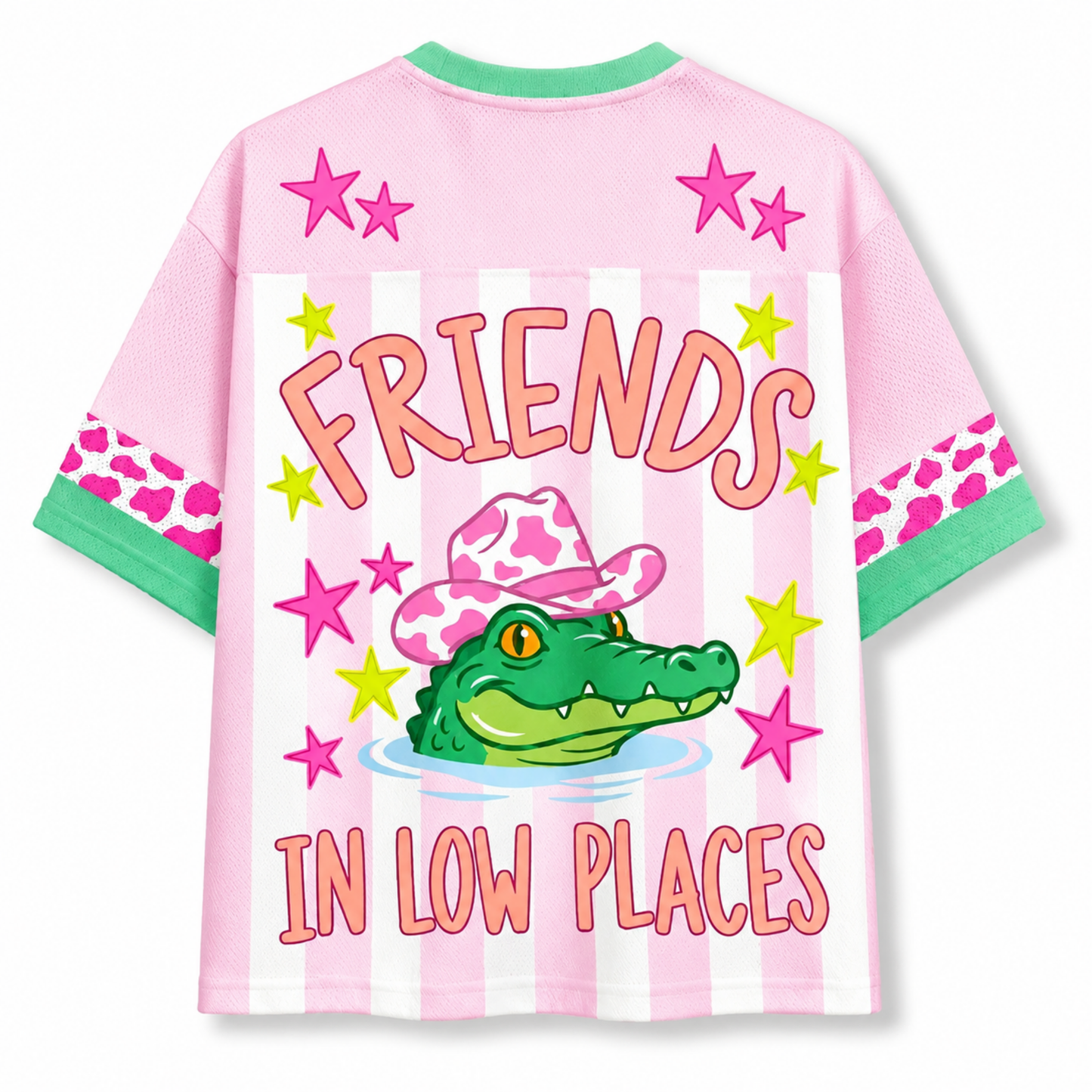 ChaoticClub Striped Gator I’ve Got Friends In Low Places Mesh Jersey - Lifestyle Back View