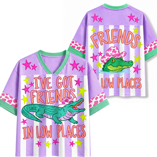 ChaoticClub Striped Gator I’ve Got Friends In Low Places Mesh Jersey - Back View Design
