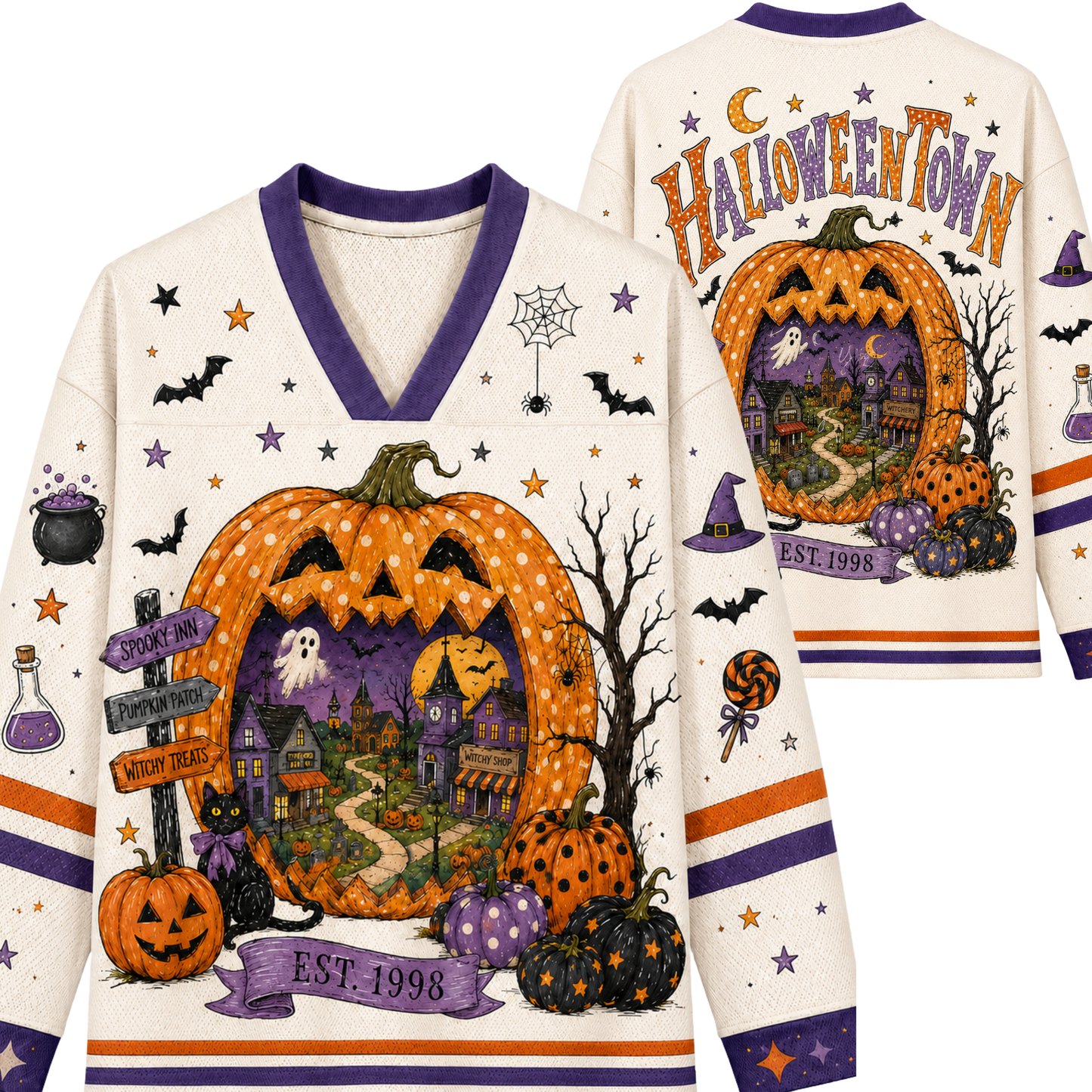 Chaotic Club Purple Halloweentown Trendy Fall Long Sleeve Jersey