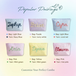 Personalized Embroidered Corduroy Vacation Travel Seersucker Makeup Bag