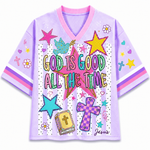 ChaoticClub Striped Preppy God is Good Christian Mesh Jersey