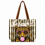 Striped Leopard Stars Bubblegum Tote Bag