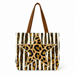Striped Leopard Stars Bubblegum Tote Bag