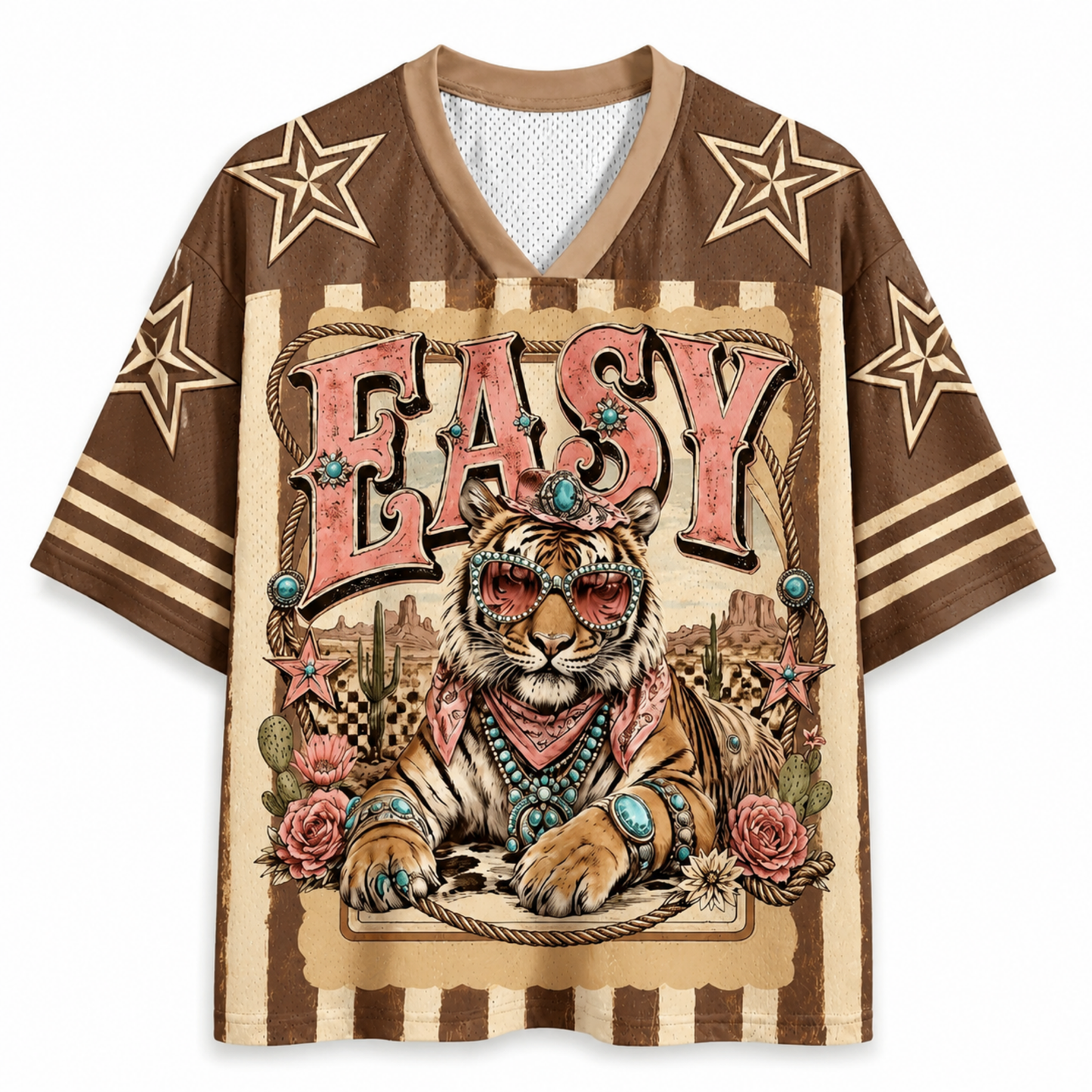 ChaoticClub Cowgirl Animal Easy Tiger Mesh Jersey - Back View Design