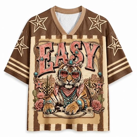 ChaoticClub Cowgirl Animal Easy Tiger Mesh Jersey - Back View Design