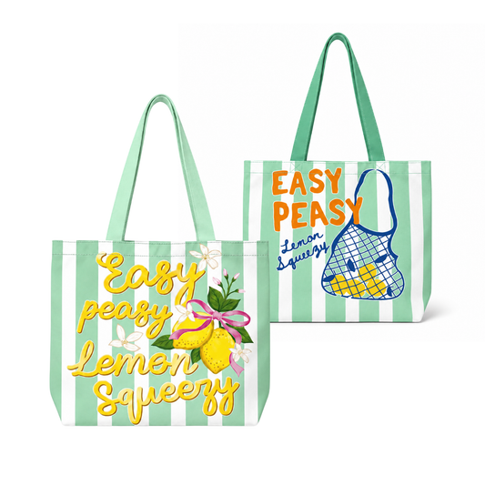 Easy Peasy Lemon Squeezy Summer Striped Tote Bag