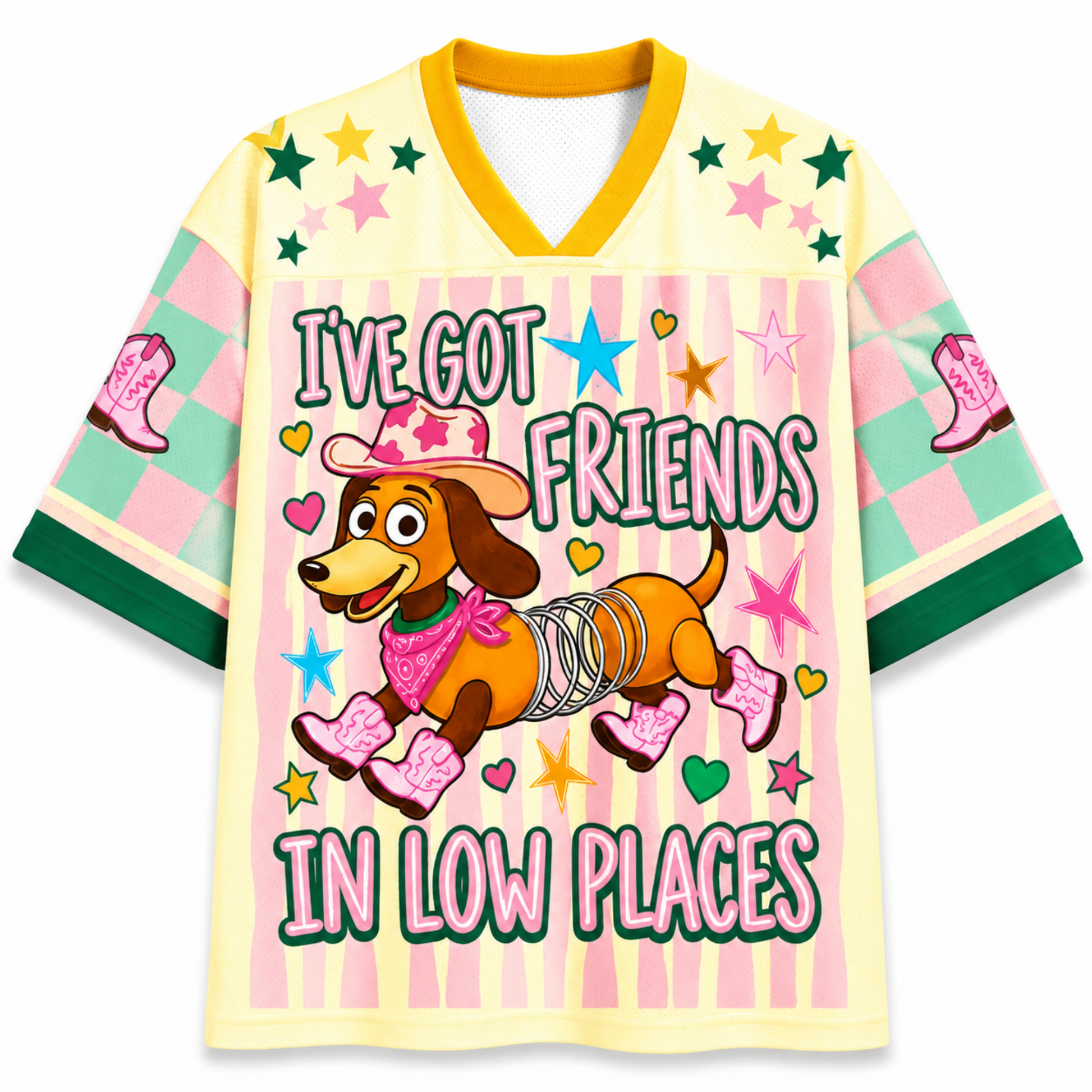 ChaoticClub I've Got Friends In Low Place Dachshund Mesh Jersey - Back View Design