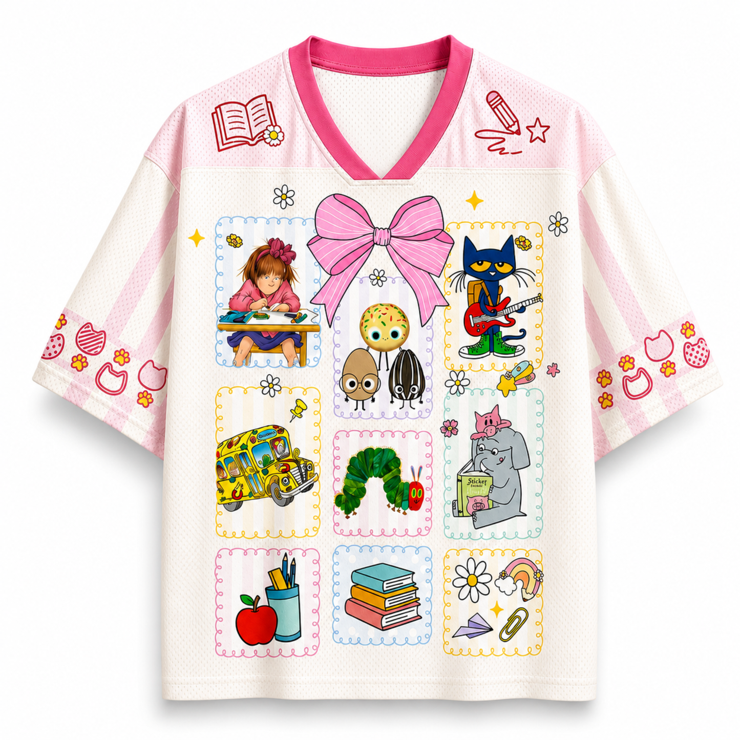 ChaoticClub Children Books Characters Back To School Mesh Jersey