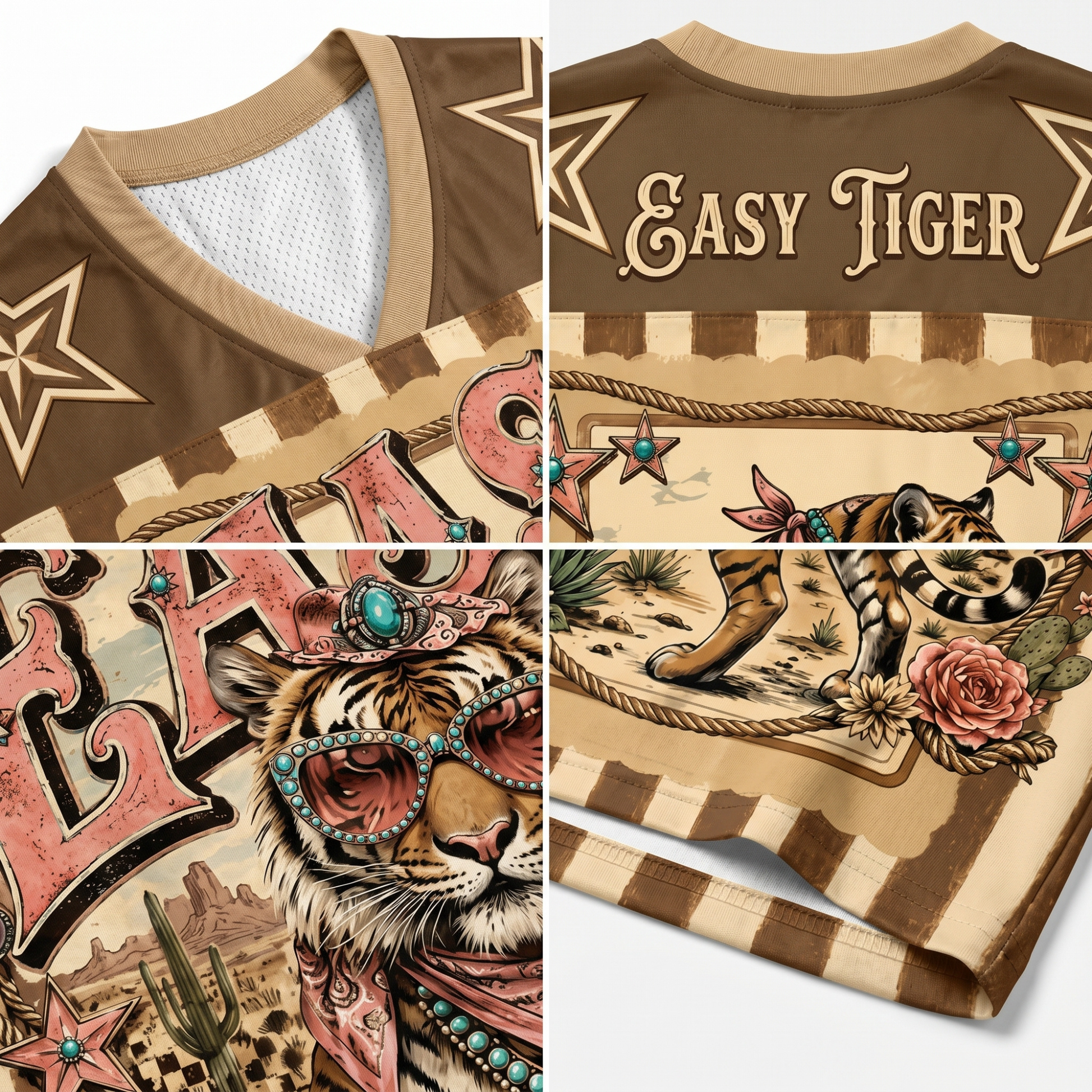 ChaoticClub Cowgirl Animal Easy Tiger Mesh Jersey - Lifestyle Back View