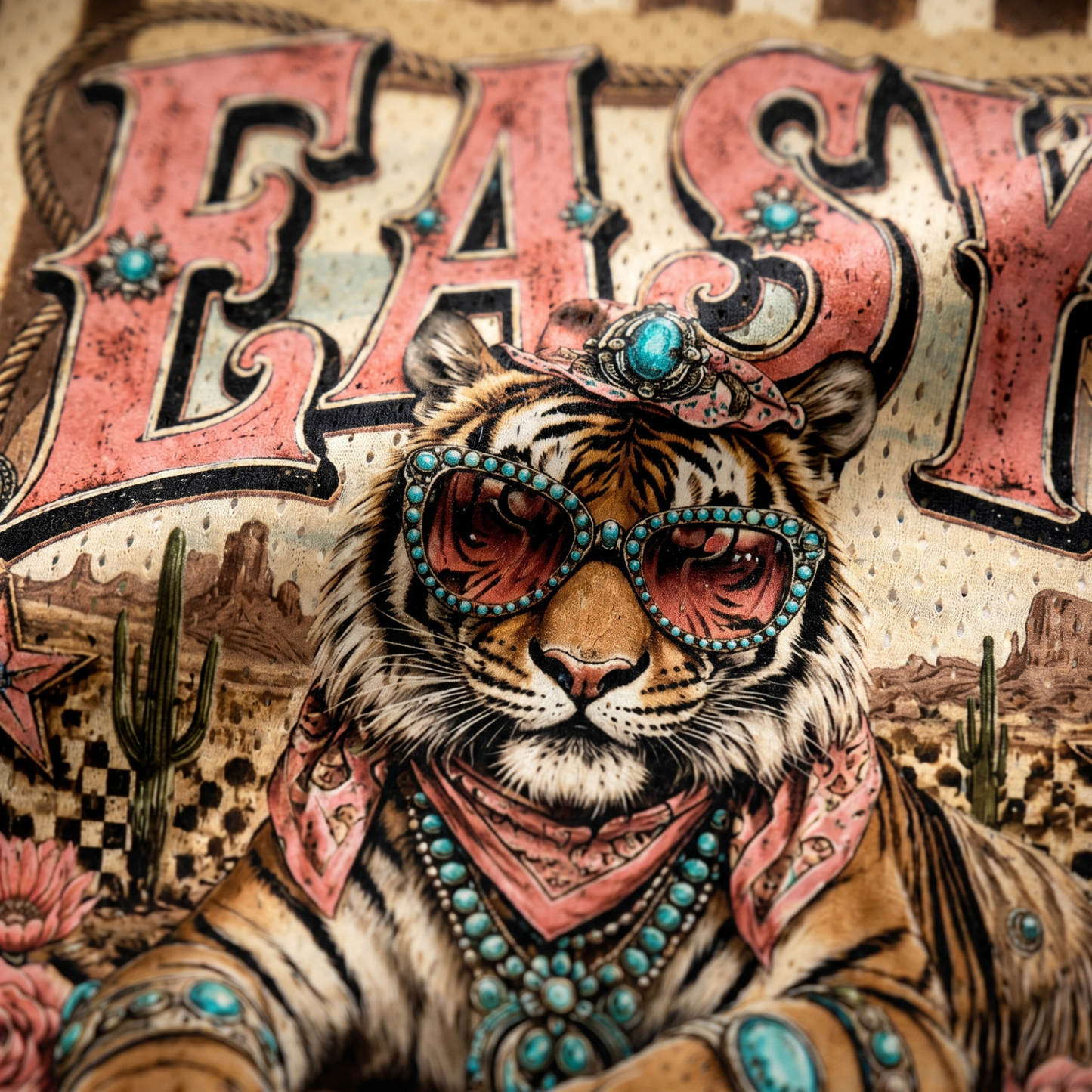 ChaoticClub Cowgirl Animal Easy Tiger Mesh Jersey - Breathable Mesh Fabric Detail