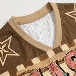ChaoticClub Cowgirl Animal Easy Tiger Mesh Jersey - Button & Collar Close Up
