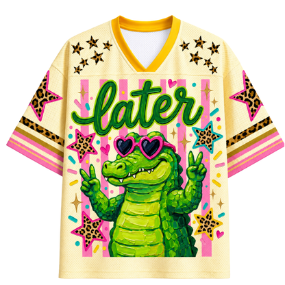 ChaoticClub Funny Later Brushstroke Striped Leopard Mesh Jersey