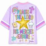ChaoticClub Striped Preppy God is Good Christian Mesh Jersey