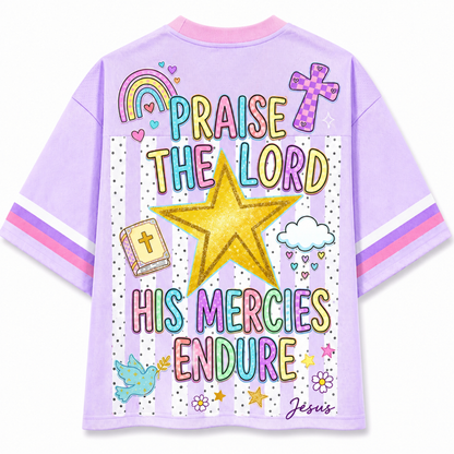 ChaoticClub Striped Preppy God is Good Christian Mesh Jersey