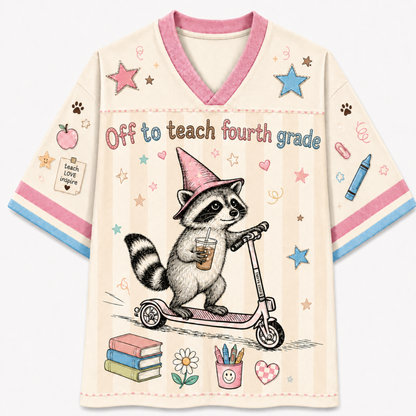 ChaoticClub Off To Teach Back to School Racoon Mesh Jersey