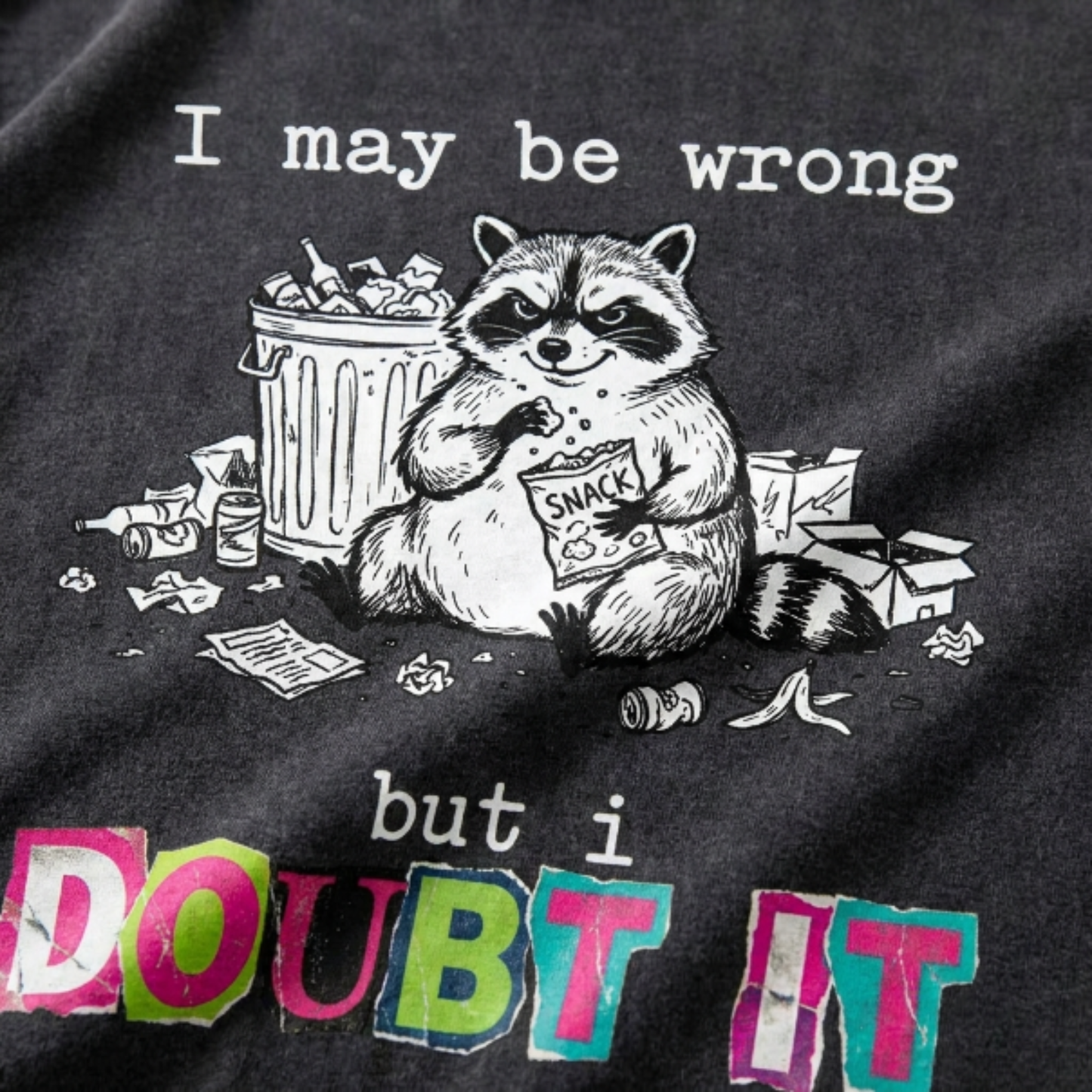 ChaoticClub I May Be Wrong Raccoon Washed T-Shirt