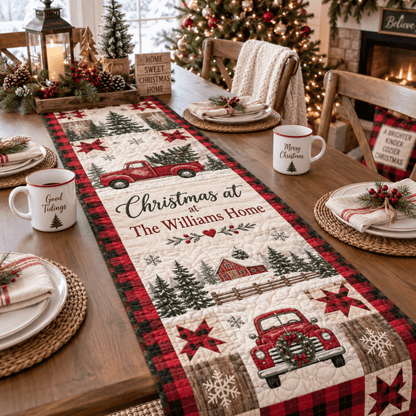 Chaotic Club Farmhouse Christmas Quilted Table Runner