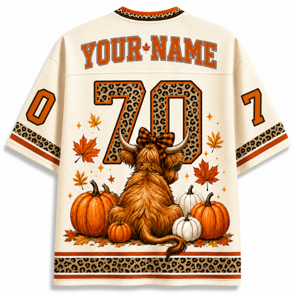 ChaoticClub Highland Cow Fall Bow Brushstroke Mesh Jersey