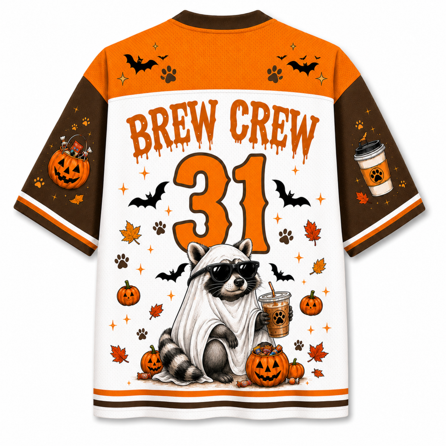 Chaotic Club Feral Halloween Boo Ghost Raccoon Halloween Mesh Jersey