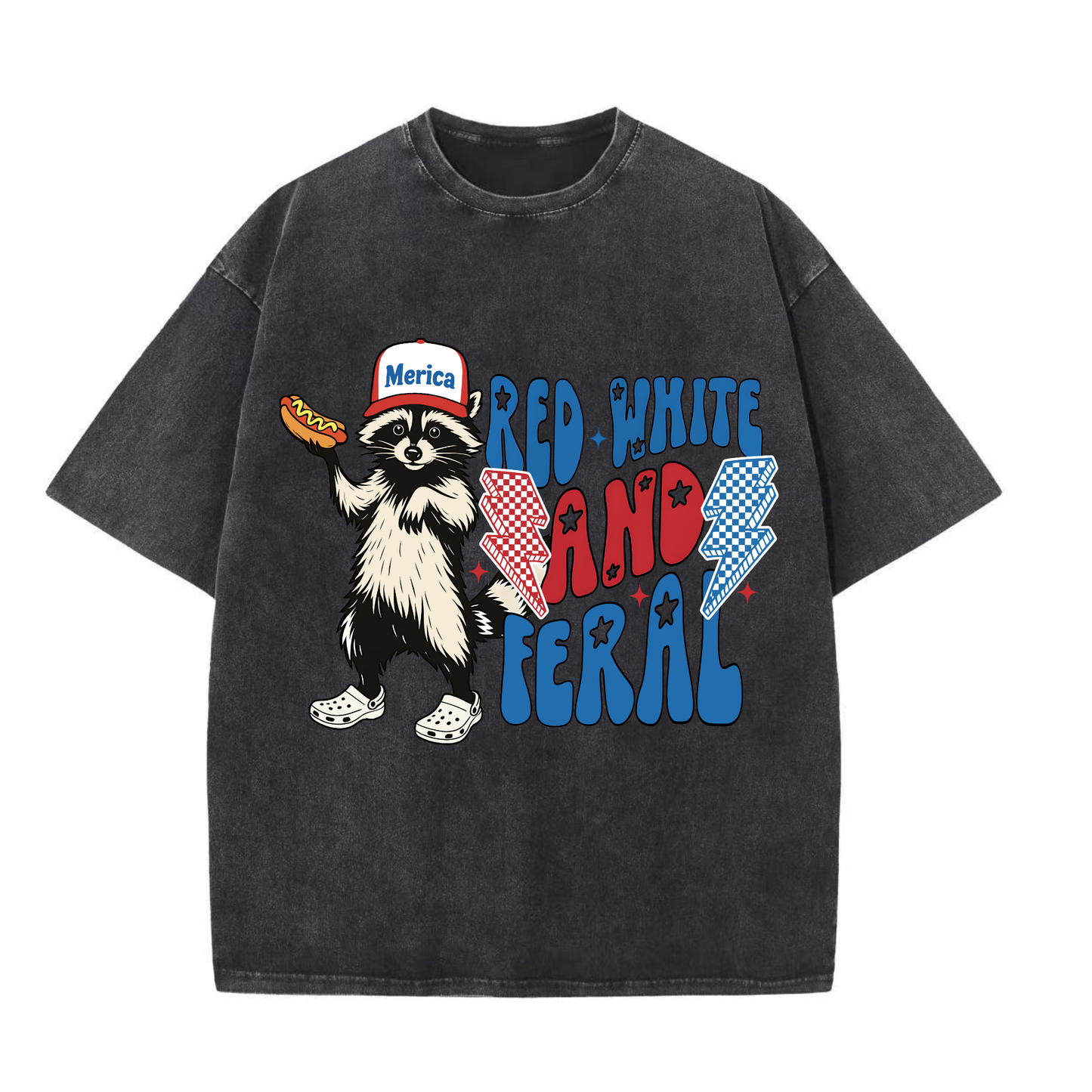 Chaoticclub 250th Red White and Feral Washed T-Shirt